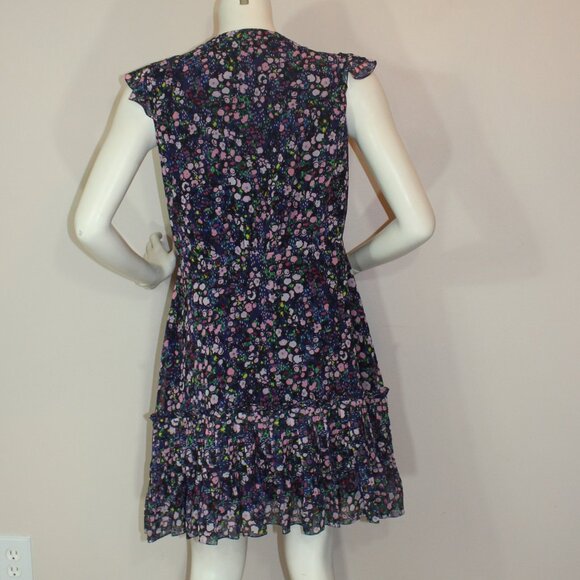 Saloni Bea Watercolor Blue Floral Button up lined  Dress woman's  US 8 - Picture 4 of 7